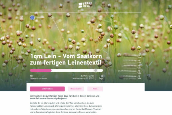 Cowdfunding: „1qm Lein – Vom Saatkorn zum fertigen Leinentextil“