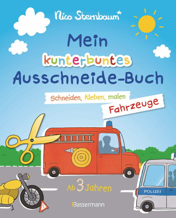 Rezension: Mein kunterbuntes Ausschneidebuch – Fahrzeuge. Schneiden, kleben, malen