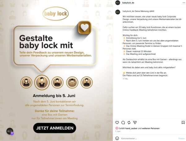 amberlight baby lock Fokusgruppe Garnbox