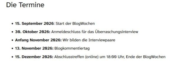 BlogWochen 2026 Themen und Termine