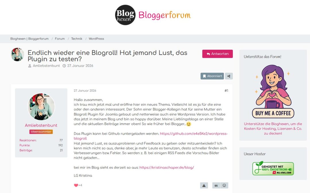 WordPress Blogroll GitHub von e4e5Ke2