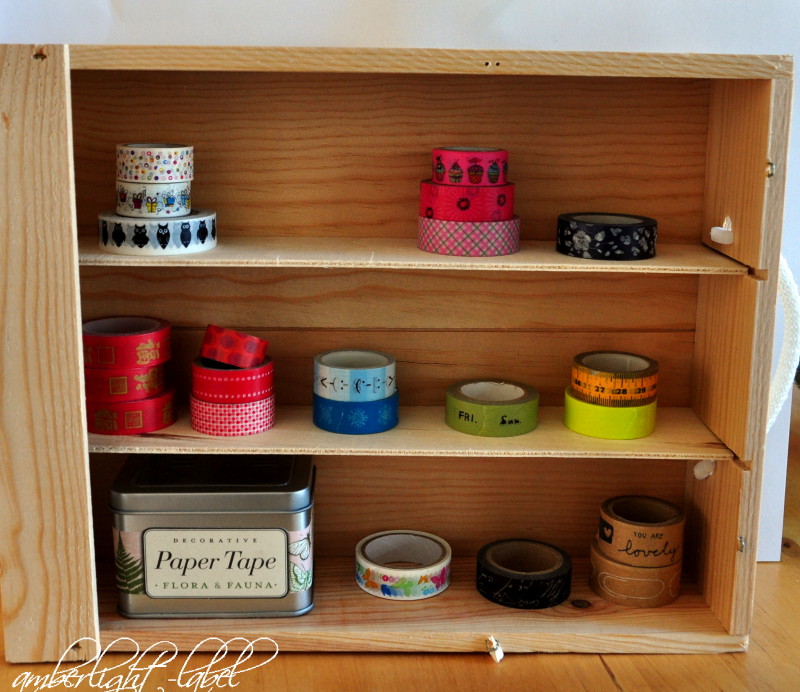 Upcycling Weinkiste Masking Tape Aufbewahrung