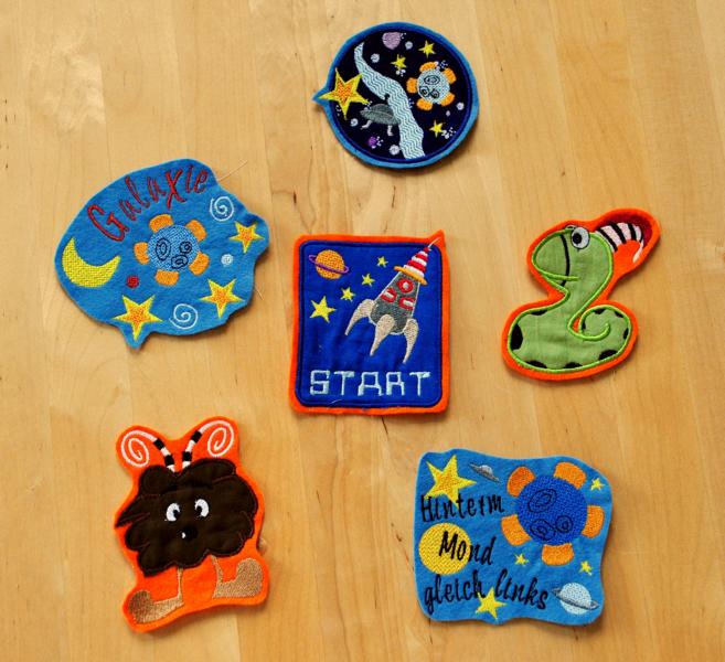 Stickdatei „Aliens“ und Sportbeutel
