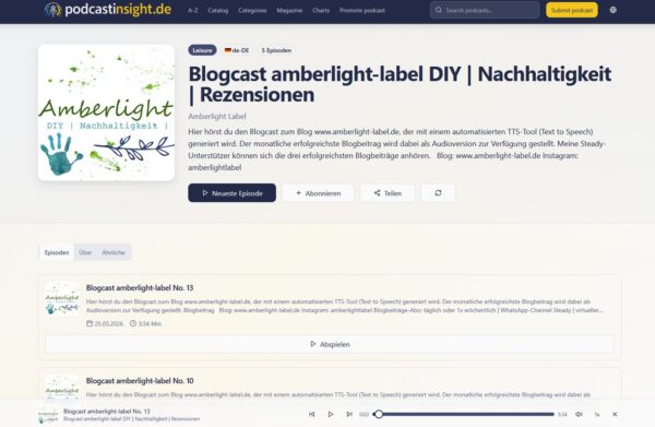 Blogcast amberlight-label mit Text to speech Sprachsynthese Staffel 2 ElevenLabs KI Stimmgenerierung