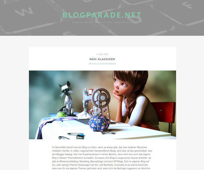 Blogparade Näh-Klassiker bei Blogparade.net