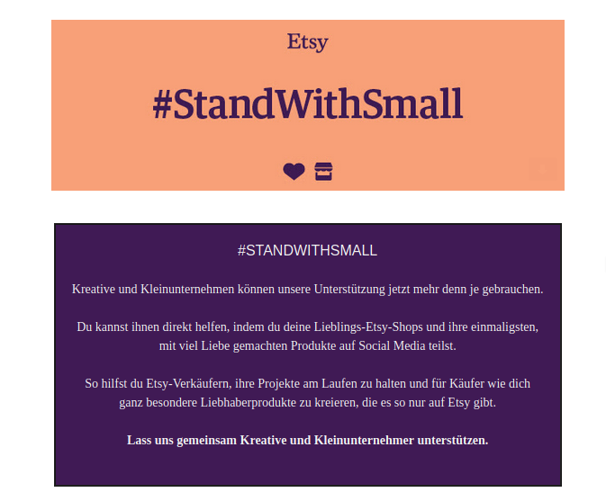 Werbung Etsy #standwithsmall #coronakrise