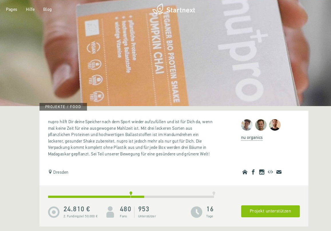 Crowdfunding Nupro – der nachhaltige Proteinshake