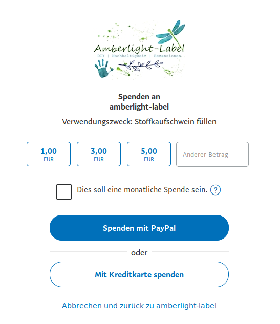 Stoffkaufschweine via Paypal Business und ko-fi gold