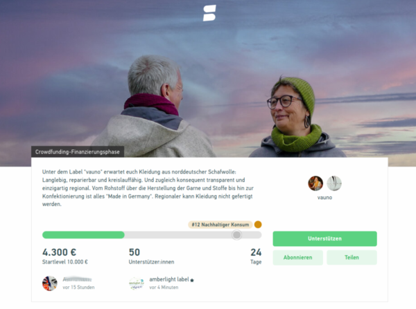 Crowdfunding Vauno Kleidung aus Elbwolle Spendenzehnt